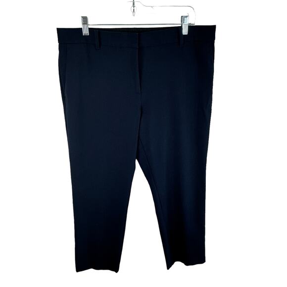 Ann Taylor Navy Blue High Rise Straight Leg Cropped Cotton Dress Pants Size 12 - Picture 1 of 5